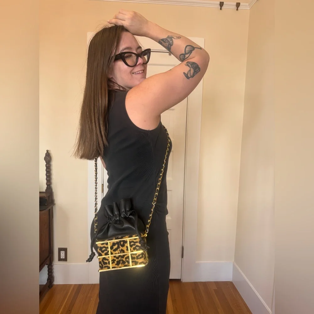 90s Vintage Leopard Box Bag - Picture 1 of 6